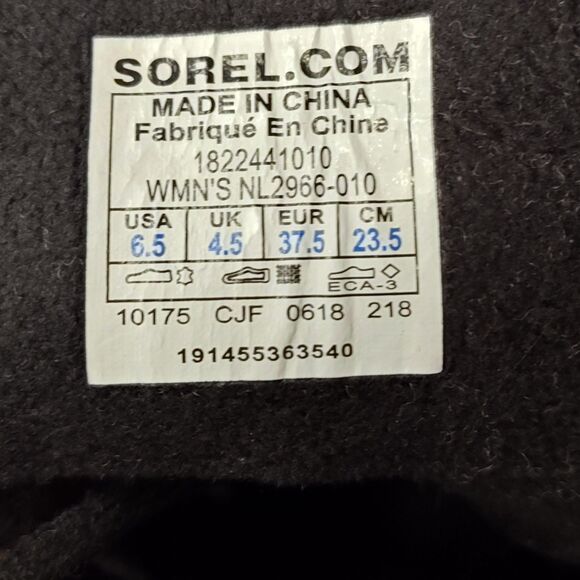 Sorel After Hours Lace Up Boot Women's 6.5 Black Leather Shearling Top Roll - Picture 11 of 11